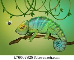 illustration of chameleon and flies illustration of chameleon and flies