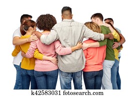 internacional, grupo, de, sorrir feliz, pessoas