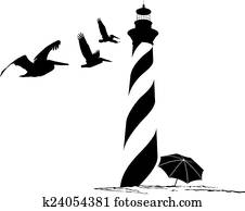 Lighthouse with Pelicans Lighthouse with Pelicans