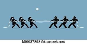 Man vs Woman in Tug of War.