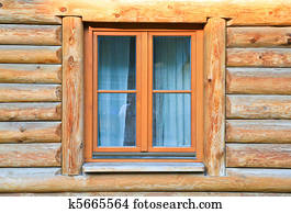 Stock Bilder - blaues licht, in, fenster, von, hölzern, holzhütte