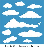 nuvem, céu azul, vetorial