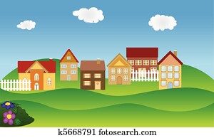 Residential neighborhood in spring Residential neighborhood in spring
