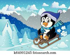 sledging, pinguin, thema, bild, 2 sledging, pinguin, thema, bild, 2