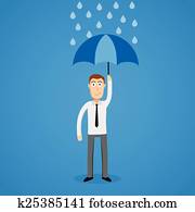 zalezitost clovek, do, zahrnúť, s, umbrella.