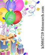 בלונים, עם, קונפטי, ו, מתנות, ל, מפלגה של יום ההולדת
