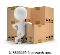 3d small people - delivery goods 3d small people - delivery goods