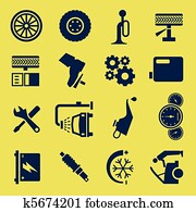 automático, reparo carro, serviço, ícone, símbolo