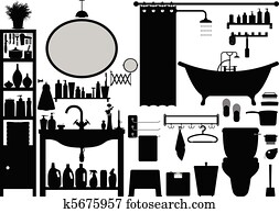 Bathroom Toilet Design Set Vector