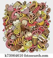 Cartoon hand-drawn doodles Ice Cream illustration Cartoon hand-drawn doodles Ice Cream illustration