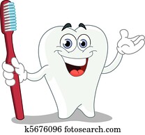 Cartoon tooth with toothbrush Cartoon tooth with toothbrush