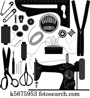 cosendo, alfaiate, retro, pretas