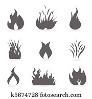 Fire and flame icons Fire and flame icons