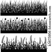 gras, pflanze, blume, silhouette gras, pflanze, blume, silhouette