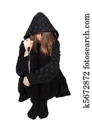 incomodado, emo, adolescente, com, faca