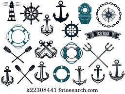 Nautical themed design elements Nautical themed design elements