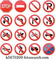 Prohibited Stop Road Sign Prohibited Stop Road Sign