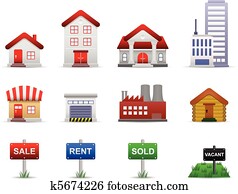 Real Estates Property Icons Vector