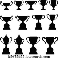 Trophy Cup Silhouette Black Set Trophy Cup Silhouette Black Set
