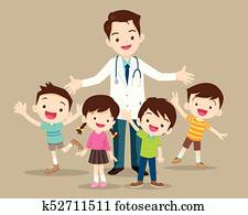 רופא, ו, חמוד, ילד, שמח