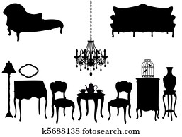 antique furniture, vector antique furniture, vector