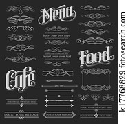 Calligraphic scroll chalkboard set Calligraphic scroll chalkboard set