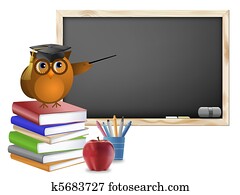 Classroom with Chalkboard Books Pens and Apple Classroom with Chalkboard Books Pens and Apple