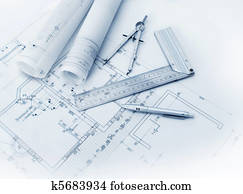 construção, plano, ferramentas