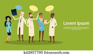 lekarsky lekar, mužstvo, stanica, nemocnica, praktik, zoskupit lekarstvo, pozornosť, vytvoriť sieť, rozprávať, bublina