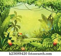 llustration with flowers and jungle toucan llustration with flowers and jungle toucan