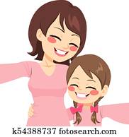 macierz, córka, selfie