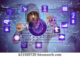 Man in artificial intelligence concept Man in artificial intelligence concept
