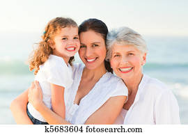 reizend, familie, strand