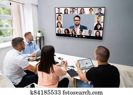 ועידה של וידאו, פגישה של עסק, התקשר