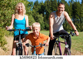 család, lovaglás, bicycles, helyett, sport