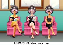 frauen, in, haar salon frauen, in, haar salon