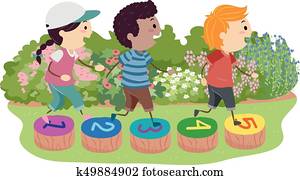 stickman, kinder, sprungbretter, abbildung stickman, kinder, sprungbretter, abbildung