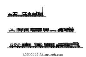 vector set old train on white background vector set old train on white background
