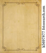 Very Old Blank Paper Background With Scroll Border Very Old Blank Paper Background With Scroll Border