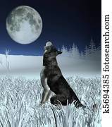 Wolf Howling at the Full Moon Wolf Howling at the Full Moon