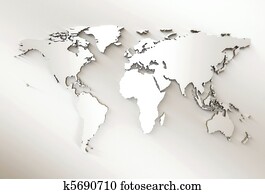 World map - 3D Embossed White World Map World map - 3D Embossed White World Map