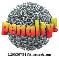 עונש, 3d, מילה, excalmation, הצבע, ציין, כדור, עונש, קנס