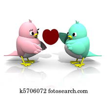 3D TWITTER BIRDS GIVE HEART 3D TWITTER BIRDS GIVE HEART