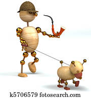 3d wood man as a detective 3d wood man as a detective