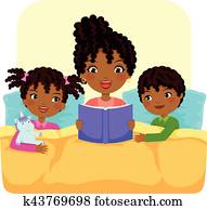 black family reading story