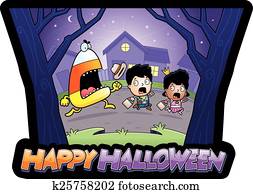 dessin animé, duper-ou-traiter, halloween