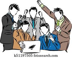 happy businessmen team work vector illustration happy businessmen team work vector illustration