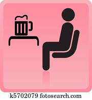 Icon of the person in a bar with a beer mug