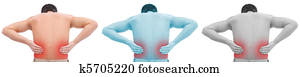 Man with back pain collage Man with back pain collage