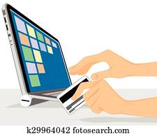 Online shopping with laptop Online shopping with laptop